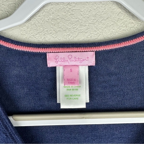 Lilly Pulitzer Blue Liesel V-Neck 100% Linen Long Sleeve Top Size Small - Picture 5 of 8